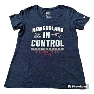 Nike NFL Patriots Shirt V Neck Short Sleeve Navy Large thumbnail 1
