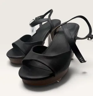 torrid Black Platform Slingback Heeled Sandals Adjustable Straps Size 10 thumbnail 1