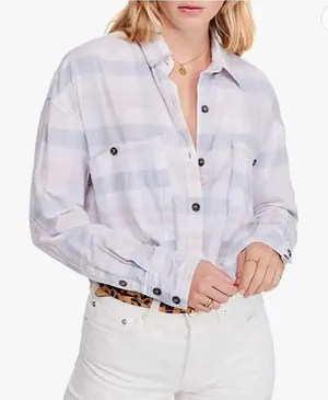 Free People Loveland Plaid Button‎ Up Boho Frayed Hem Shirt thumbnail 1