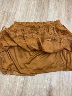 Francesca's Collections Embroidered Tiered Mini Skirt in Rust thumbnail 4