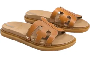 Sam Edelman Valeri Slide Sandals Saddle Leather Cushioned Slip On Open Tan 7.5M thumbnail 1