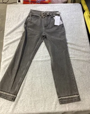 Le ALX Western Belt Jean Grey Fringed Straight Leg‎ High Rise Denim Size 26 NWT thumbnail 1