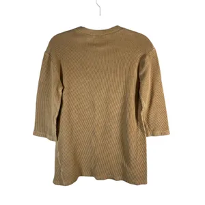 Reformation Jeans Tan Ribbed Knit Organic Cotton 3/4 Sleeve Top‎ Small Designer thumbnail 2