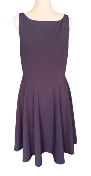 Lulus Black Sleeveless Skater Dress Boatneck Fit Flare Womens Large w pockets‎ thumbnail 1