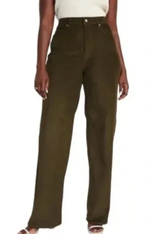 NEW Old Navy High Waist Sky-Hi Wide Leg Corduroy Pants Size 2 Olive Green Fall thumbnail 1