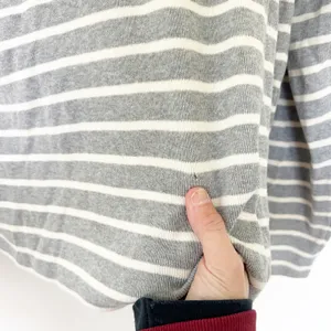 LL Bean Gray White Striped Ribbed Turtleneck Sz L thumbnail 3