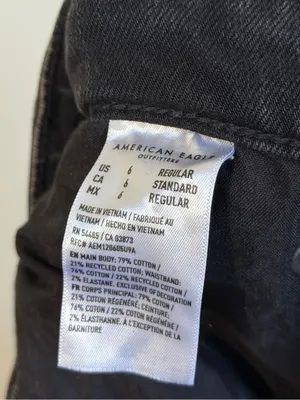 American Eagle Baggy A-Line Fit Jean Size 6 Black Loose Fit Flare Wide Leg thumbnail 7