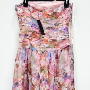 Lulus Kasandra Pink Multi Floral Organza Drop Waist Maxi Dress Formal Small NWT thumbnail 11