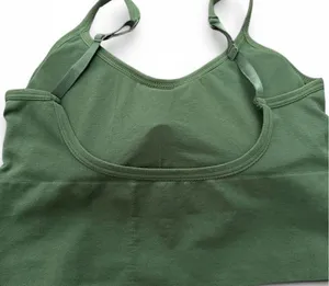 Olive Green Minimalist Sports Bra with Adjustable Straps thumbnail 8