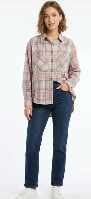 Oversized Plaid Flannel Shirt Button thumbnail 1
