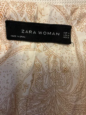 Zara Woman White Textured Piqué Blazer Paisley Lining Silver Crest Button Size XL thumbnail 3