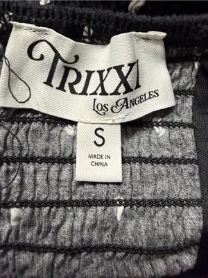Trixxi Los Angeles Black White Polka Dot Ruched Drop Waist Midi Dress S thumbnail 7