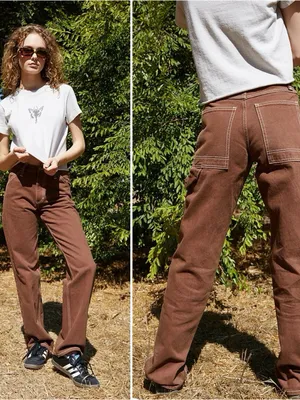 Brandy Melville John Galt Brown Carpenter Pants - Size S - Adjustable Waist thumbnail 2