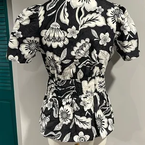 Anthropologie NWOT Somerset Blouse tropical black white floral top - XS thumbnail 11
