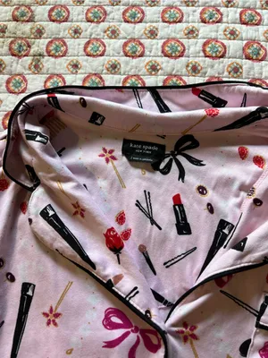 Kate Spade All Dolled Up Makeup Bows Pajama Top size large thumbnail 2