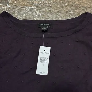 Ann Taylor Factory Purple Swiss Dot Boat Neck Sweater XL 3/4 Sleeve 537213 thumbnail 3