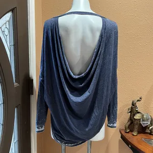 Chaser gray open back long sleeve shirt thumbnail 5