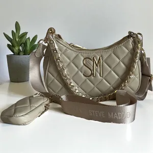 Steve Madden SM Quilted Shoulder Bag‎ Convertible Crossbody Purse Grey thumbnail 2
