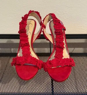 Jessica Simpson Rose Jessin Red Muse Open Toe Heels thumbnail 1