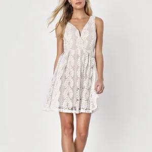 NWT‎ Lulus All of My Heart White Lace Sleeveless Skater Flare Dress MEDIUM thumbnail 3