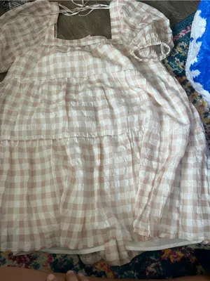 EN SAISON GINGHAM DRESS Size S Tan thumbnail 14