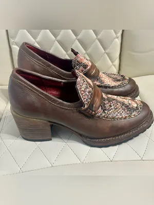 FREEBIRD by Steven Women's Bristol Snake Leather chunky Heel Shoes size 8 thumbnail 3