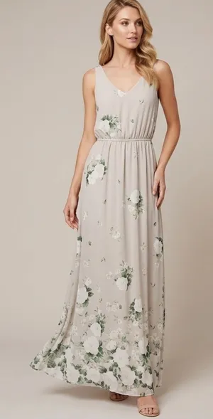 NWT Show Me Your MuMu floral maxi dress beige MEDIUM bohemian Bridesmaid prom thumbnail 1