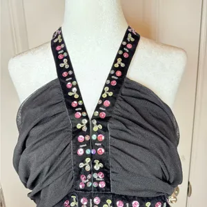 Seven7 Y2K Dark Romance Whimsigoth Velvet Sequin Halter Fairycore Festival Boho 14/16 thumbnail 3