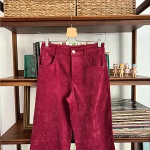Free People Burgundy Corduroy Wide-Leg Pants thumbnail 2