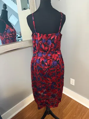 NWT Worthington burnout floral print faux wrap whimsy-goth tank dress size medium. thumbnail 4