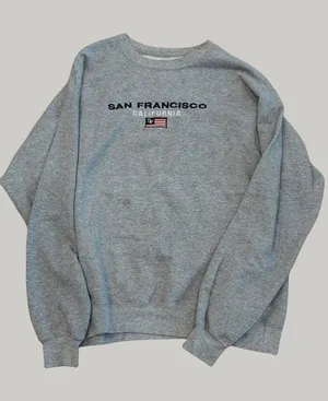 San Francisco Crew Neck Pullover Gray Size L thumbnail 1