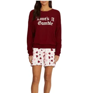 WILDFOX Love's a Gamble‎ Shorty Pajamas Set, 2 Piece, Red Hearts, XL, NWT thumbnail 2