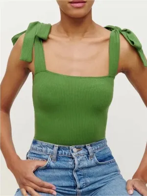 Reformation Canyon Knit Tank Top in green Small thumbnail 1
