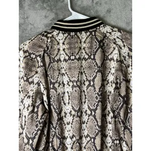 Blanc Noir Sport Python Print‎ Bomber Jacket Women's Small Zip Front Snake Print Brown thumbnail 4