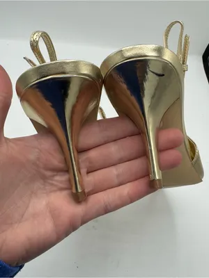 Marc Fisher Dorie Pointed Gold Patent Leather Slingback Pumps Size 9 glam glitz thumbnail 4