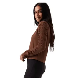 Athleta All Around Ruched Long Sleeve Top Chocolate Brown thumbnail 2