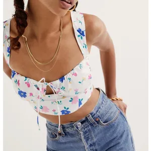For Love And Lemons Farah Floral Bustier Crop Top White‎ Coquette Small thumbnail 8