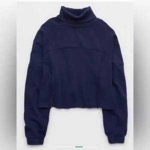 Aerie New Heights Cropped Turtleneck Sweatshirt Soft Lounge Casual Cozy Size XL thumbnail 2