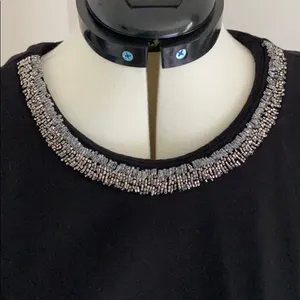 White House | Black Market Black Peplum Beaded High Neck Tank Top thumbnail 2