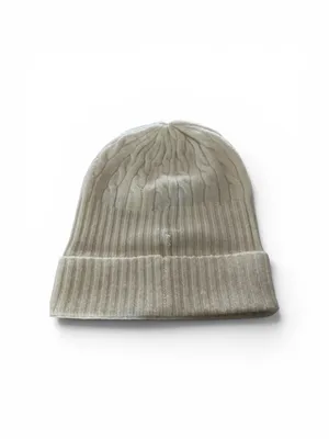Polo Ralph Lauren beige cable knit beanie hat with embroidered pony wool blend thumbnail 3