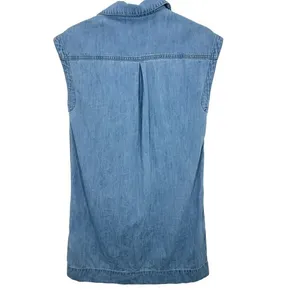 Madewell Chambray Denim Tunic Dress‎ V Neck Sleeveless Shirt Dress Shift Casual thumbnail 6