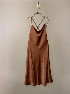 Show Me Your Mumu Verona Cowl Dress Size XXS NWT In Copper Luxe Satin thumbnail 3