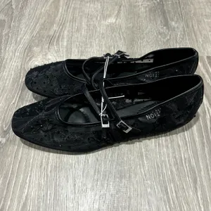 Kenneth Cole Black Mesh Malibu Nites Mary Jane Flats Size 9.5 thumbnail 3