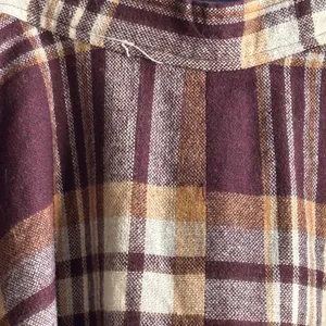 Vintage 70s Plaid Wool Blend Midi Skirt Burgundy Tan A Line AcademiaHeritage thumbnail 9