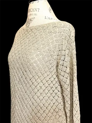 MAG Gold Knit Oversized Boatneck Sweater Sz XS thumbnail 10