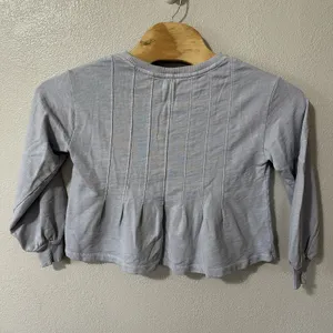 Pilcro Anthropologie‎ Box-Pleated Sweatshirt Top Blue Cotton Size XS Cropped thumbnail 4