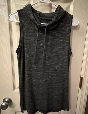 Gaiam Sleeveless Yoga Hoodie- Color- Asphalt Heather Size XS thumbnail 1