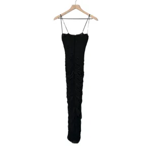 House of CB Fornarina Black Ruched Mesh Maxi Dress Size XS Spaghetti Strap thumbnail 3