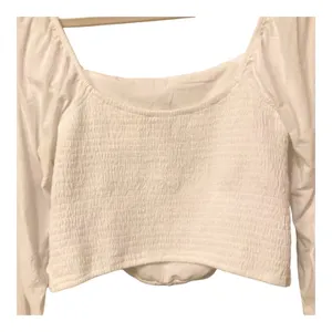 Hollister Long-Sleeve Ruched Bodice Top in White Size Large EUC thumbnail 9