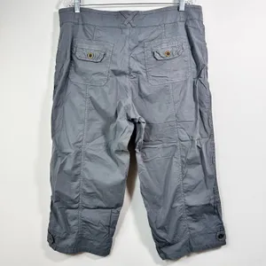 Fresh Produce Charcoal Gray Cotton Blend Drawstring Capri Pants‎ XL Utility Crop thumbnail 2